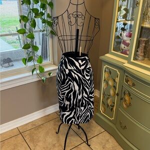 Cato Black and White Zebra Midi Skirt